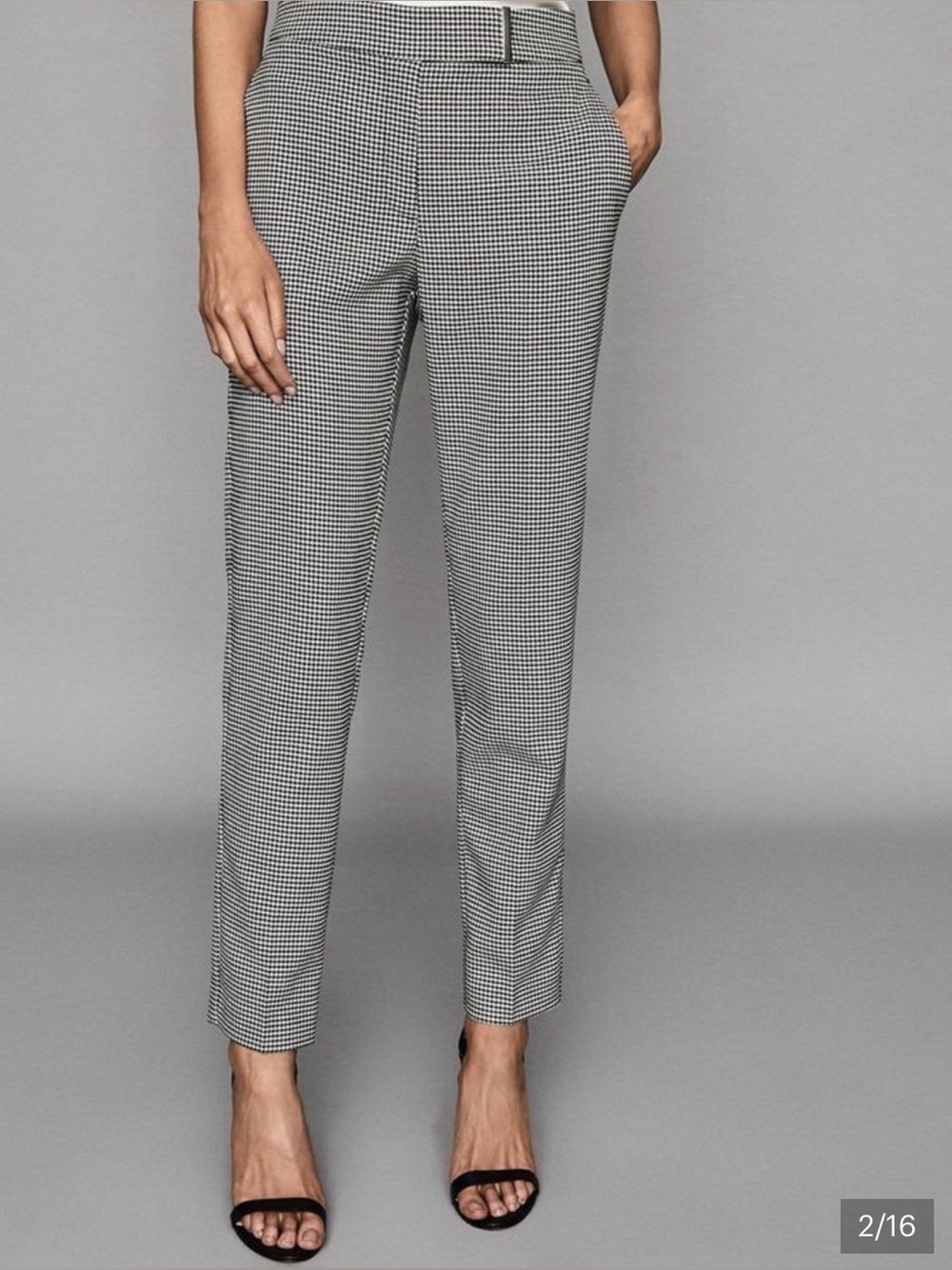 Reiss Black & White Houndstooth Straight-Leg Trousers